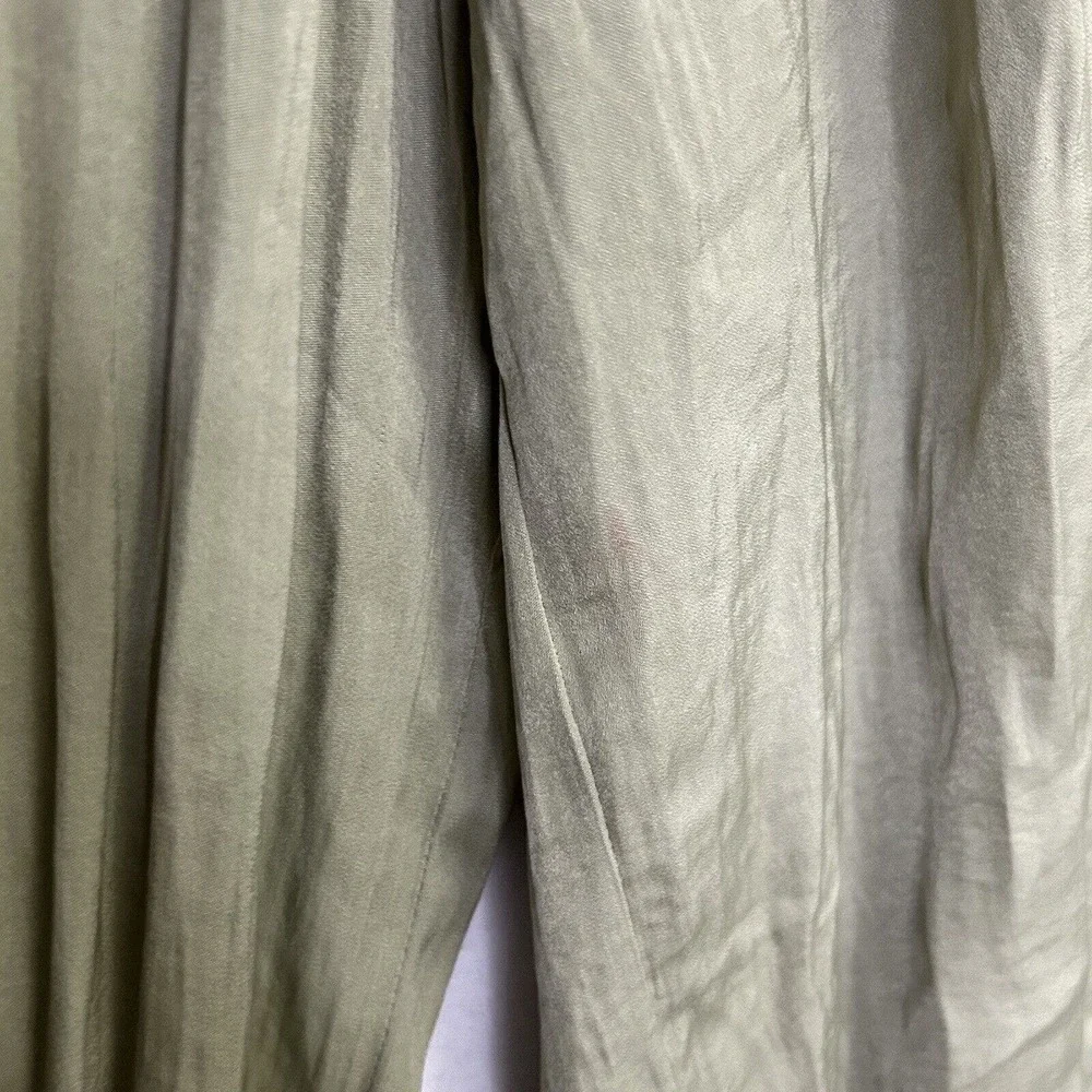 JOIE 1X Satin Long Sleeve Tie Neck Peasant Boho Blouse Green - Picture 4 of 7